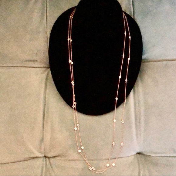 Longest 54” Cubic Zirconia Bezel Set Necklace-NWT-Boutique - Picture 5 of 9